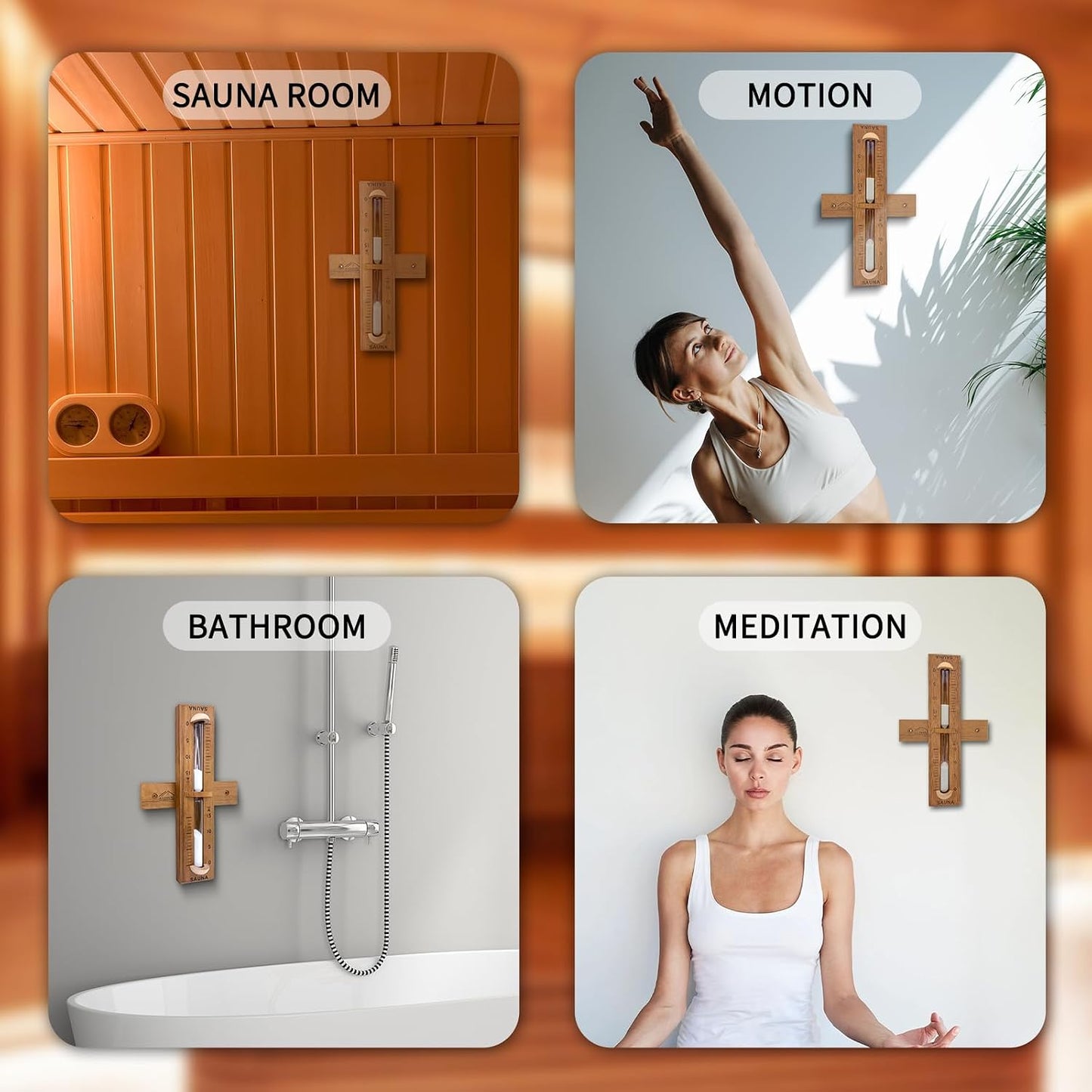 Red Cedar Sauna Timer, Wall-Mounted 360° Rotating 15 Minute Sand Timer, Sauna Accessories for Infrared Sauna, Home Sauna, Sauna Box