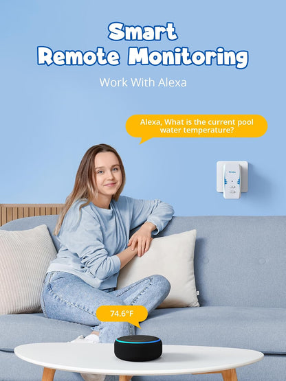 2.4G Wifi Pool Thermometer Wireless with App Remote, Easy Read Smart Thermometer Floating | Digital -40~158℉ Water Temperature Monitor IPX7 | Funny Shark for Swimming Pool, Hot Tub, Spa