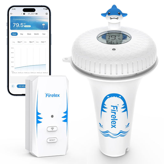 2.4G Wifi Pool Thermometer Wireless with App Remote, Easy Read Smart Thermometer Floating | Digital -40~158℉ Water Temperature Monitor IPX7 | Funny Shark for Swimming Pool, Hot Tub, Spa