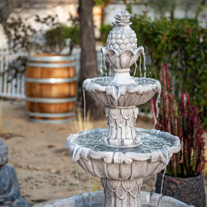58.3 In.Large 3-Tier Outdoor Electric Water Fountain W/ Pump, Resin Classic Leaf Design Bird Bath Ideal for Garden Decor