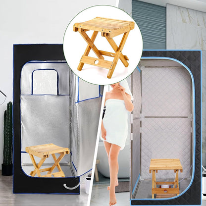 Bamboo Sauna Chair, Portable Steam Sauna Chair Indoor, Steam Sauna Seat, Great for Portable Sauna Box for Home, Steam Sauna Accessories. Outdoor Camping Fishing Beach Chair