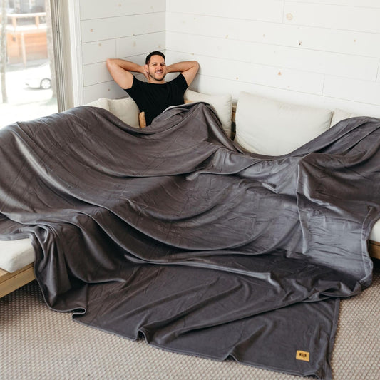 Original Stretch Light Grey | 10' X 10' Extra Large Oversized Throw Blanket | 100 Sq Ft Giant Blanket | Soft, Stretchy, Machine Washable | Fits Whole Family