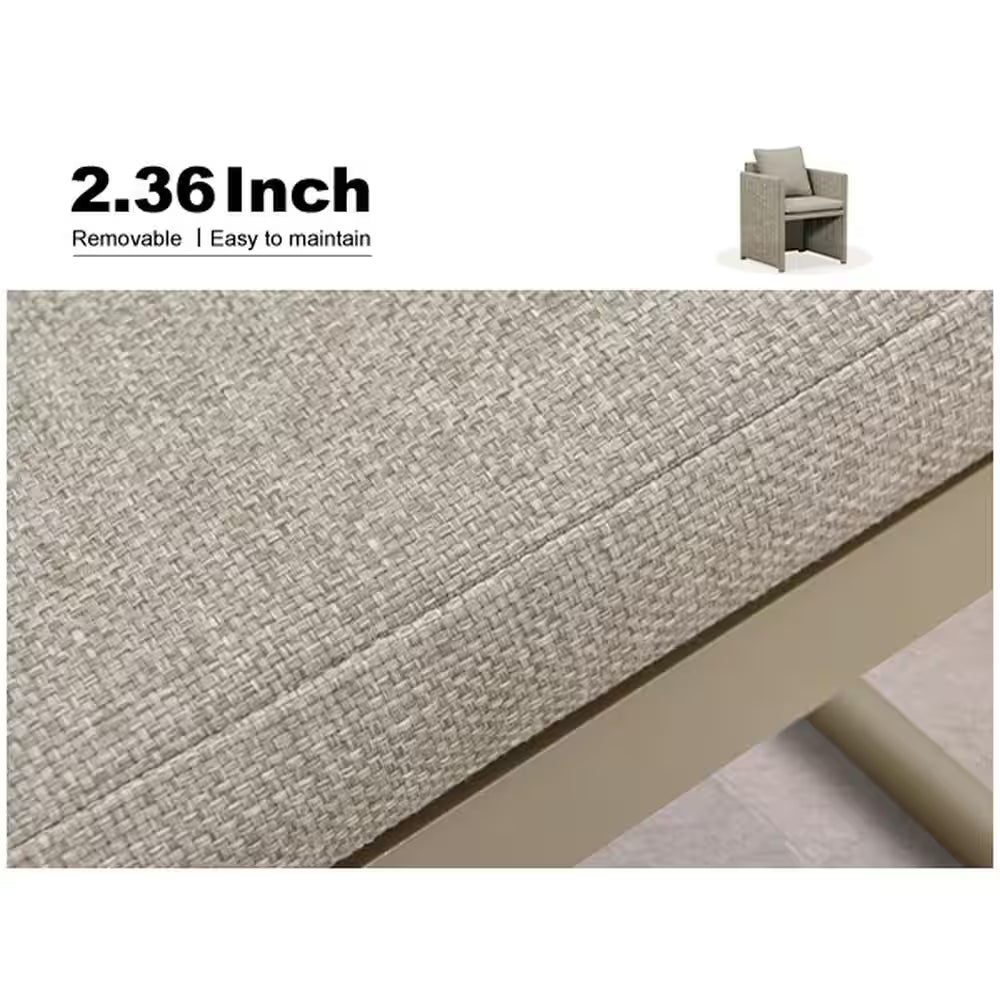 9-Piece Aluminum Outdoor Dining Set All-Weather Modern Rectangular Dining Table and Chairs with Olefin Cushions, Beige