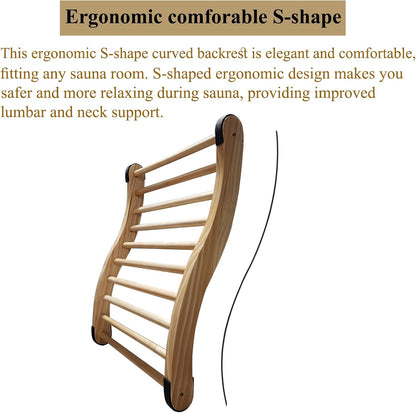 Non-Toxic Cedar Sauna Backrest for Barrel or Infrared Sauna, with Felt Sauna Hat and Seat Pad, Anti-Slip Sauna Accessory (1 Pack)