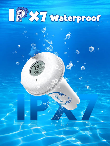 2.4G Wifi Pool Thermometer Wireless with App Remote, Easy Read Smart Thermometer Floating | Digital -40~158℉ Water Temperature Monitor IPX7 | Funny Shark for Swimming Pool, Hot Tub, Spa