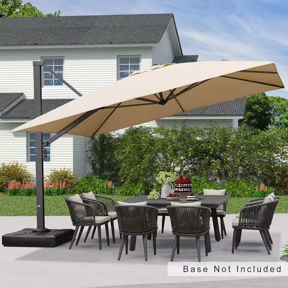 12 Ft. Square Patio Umbrella Aluminum Large Cantilever Umbrella for Garden Deck Backyard Pool in Beige