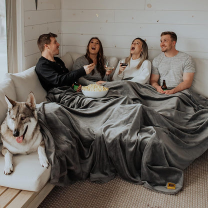 Original Stretch Light Grey | 10' X 10' Extra Large Oversized Throw Blanket | 100 Sq Ft Giant Blanket | Soft, Stretchy, Machine Washable | Fits Whole Family