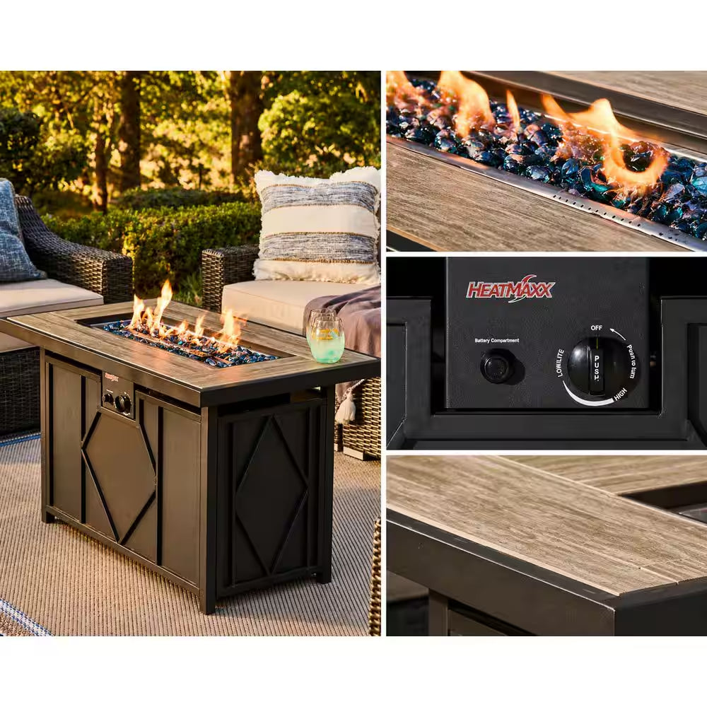 42 In. 60,000BTU Fire Pit Propane Gas Fire Pit Table Rectangular Tabletop