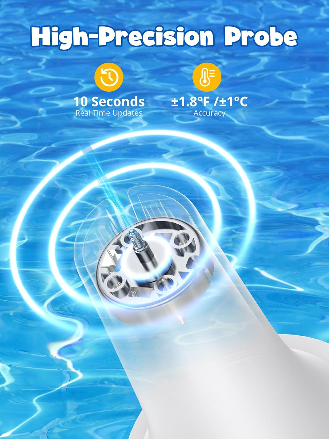 2.4G Wifi Pool Thermometer Wireless with App Remote, Easy Read Smart Thermometer Floating | Digital -40~158℉ Water Temperature Monitor IPX7 | Funny Shark for Swimming Pool, Hot Tub, Spa
