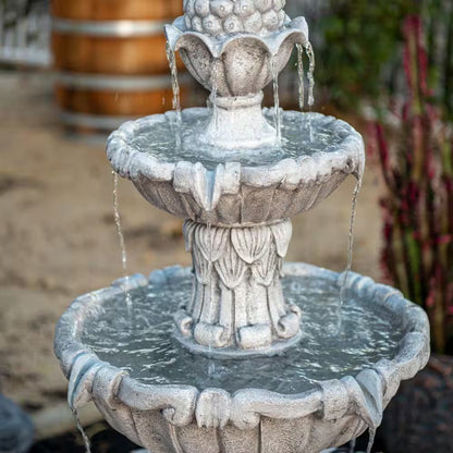 58.3 In.Large 3-Tier Outdoor Electric Water Fountain W/ Pump, Resin Classic Leaf Design Bird Bath Ideal for Garden Decor