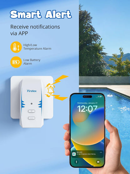 2.4G Wifi Pool Thermometer Wireless with App Remote, Easy Read Smart Thermometer Floating | Digital -40~158℉ Water Temperature Monitor IPX7 | Funny Shark for Swimming Pool, Hot Tub, Spa