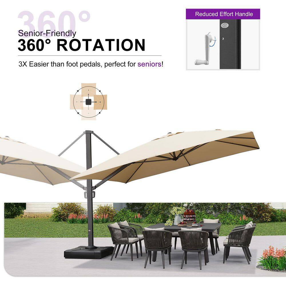 12 Ft. Square Patio Umbrella Aluminum Large Cantilever Umbrella for Garden Deck Backyard Pool in Beige