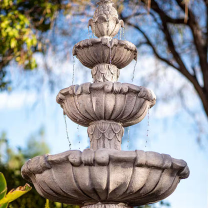 58.3 In.Large 3-Tier Outdoor Electric Water Fountain W/ Pump, Resin Classic Leaf Design Bird Bath Ideal for Garden Decor