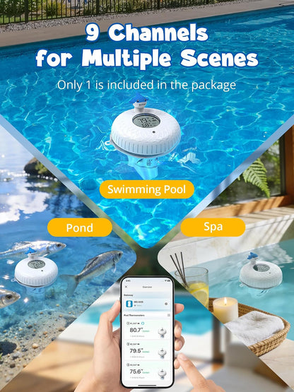 2.4G Wifi Pool Thermometer Wireless with App Remote, Easy Read Smart Thermometer Floating | Digital -40~158℉ Water Temperature Monitor IPX7 | Funny Shark for Swimming Pool, Hot Tub, Spa