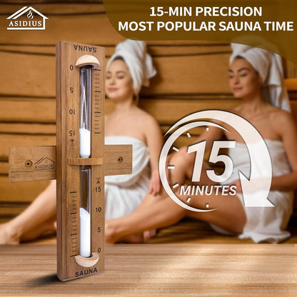 Red Cedar Sauna Timer, Wall-Mounted 360° Rotating 15 Minute Sand Timer, Sauna Accessories for Infrared Sauna, Home Sauna, Sauna Box