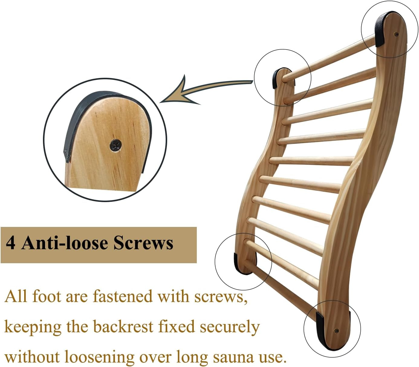 Non-Toxic Cedar Sauna Backrest for Barrel or Infrared Sauna, with Felt Sauna Hat and Seat Pad, Anti-Slip Sauna Accessory (1 Pack)