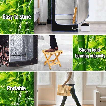 Bamboo Sauna Chair, Portable Steam Sauna Chair Indoor, Steam Sauna Seat, Great for Portable Sauna Box for Home, Steam Sauna Accessories. Outdoor Camping Fishing Beach Chair