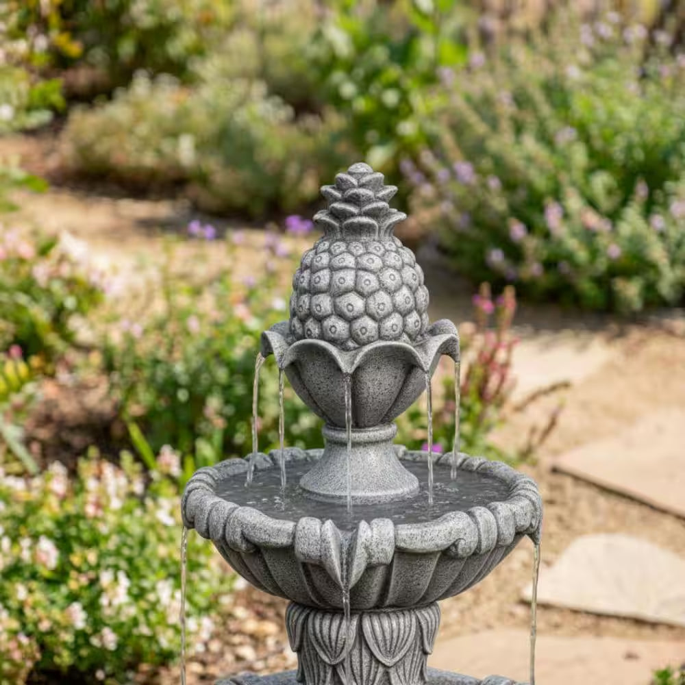 58.3 In.Large 3-Tier Outdoor Electric Water Fountain W/ Pump, Resin Classic Leaf Design Bird Bath Ideal for Garden Decor